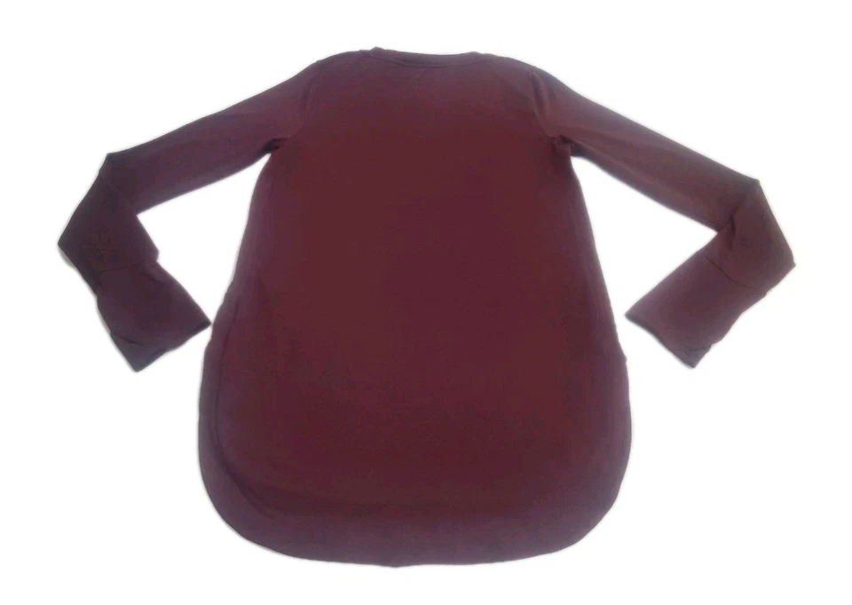 Camisa Athleta Para Mujer Talla Pequeña Alta Borgoña Manga Larga Ropa Activa Adulto Top Foto 2 de 4