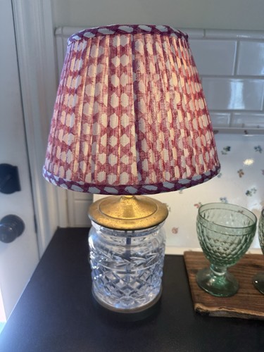 English Modern Cottage Fermoie Fuschia Wicker Lampshade 6 x 10 x 7”