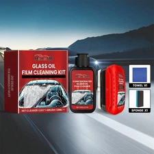 Windshield Oil Film Remover Paste 4oz with Brush - Streak Free Car Glass Cleaner