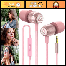 Wired In-Ear Headphones with Microphone, Noise Isolating, Memory Foam, Pink - 5