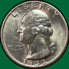1932 Washington Quarter Silver Brilliant Uncirculated BU Coin #39265