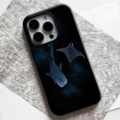 Whale Shark Manta Ray Phone Case iPhone 11-17 Aesthetic Ocean Shockproof Case
