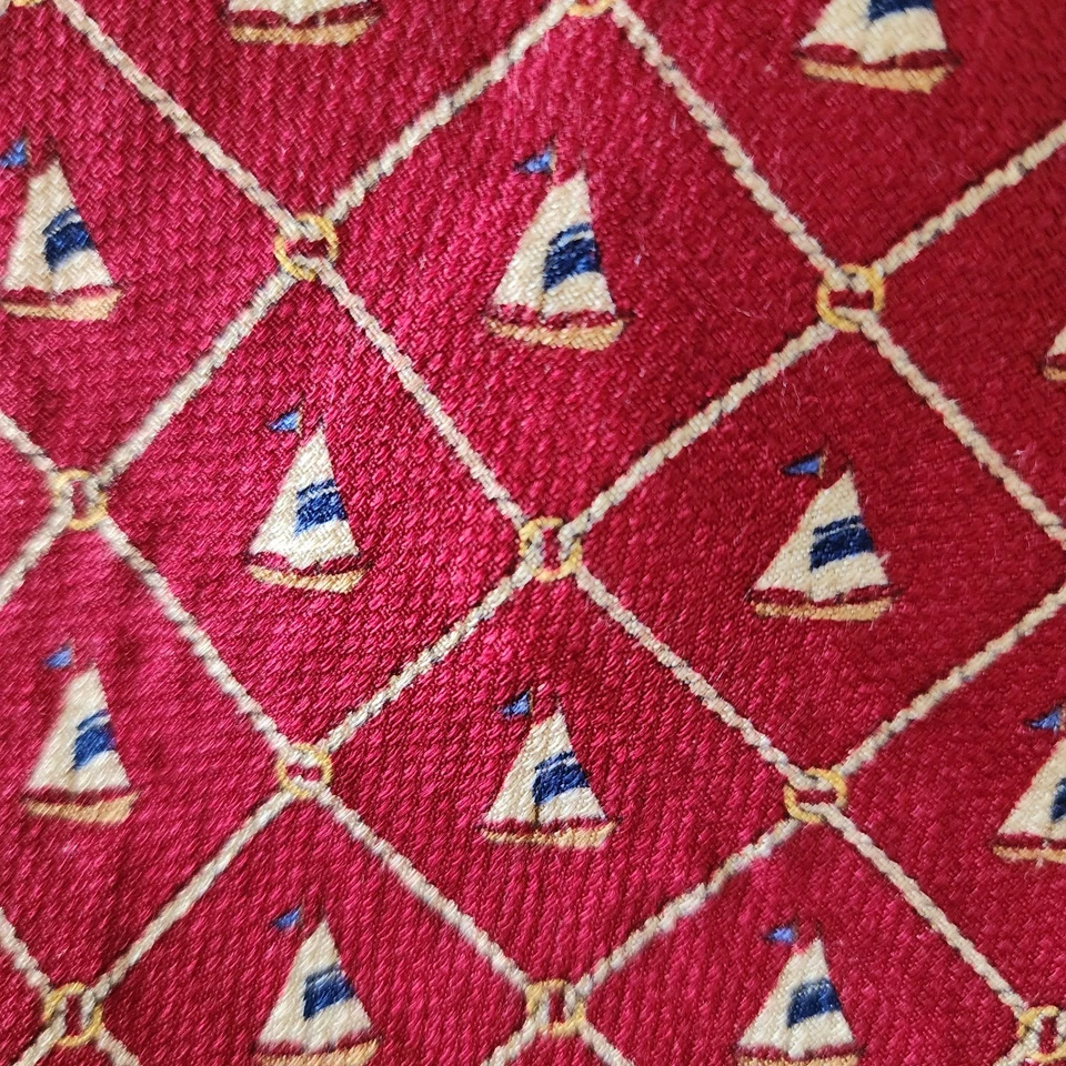 De colección RARO Tommy Hilfiger Corbata de Seda Rojo Velero Hoja Ancha Hecho en EE. UU. Coleccionable Foto 2 de 4
