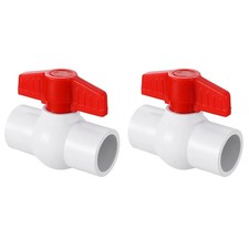 2" PVC Ball Valve, 2 Pcs Red T-Handle Shut-Off Valve for Cold Water Supply Li...