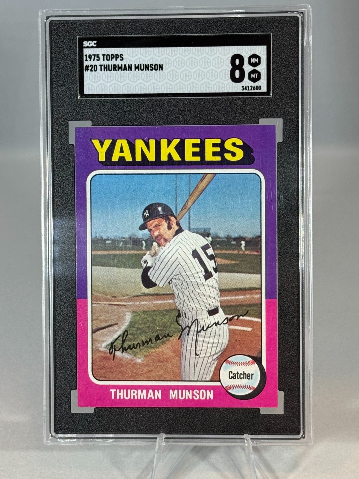 1975 Topps #20 Thurman Munson - SGC 8