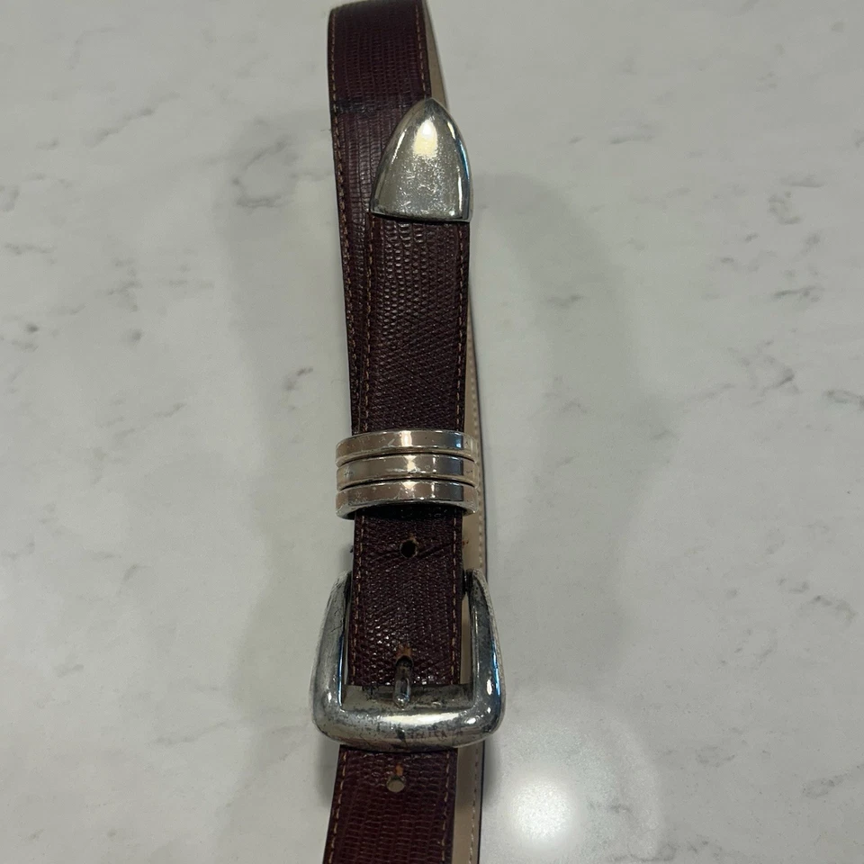 Cinturón Saks Fifth Avenue mediano de cuero genuino lagarto marrón 9864 para mujer’s Foto 2 de 4