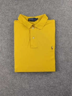 Polo Ralph Lauren Homme XL Jaune 100% Pima Coton Manches Courtes Logo Brodé - Photo 1/4