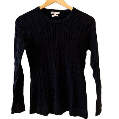 Peter Millar Silk Blend Fine Cable Knit Crewneck Sweater Black S