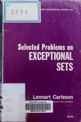 Selected problems on exceptional sets. Van Nostrand mathematical studies 13. Car