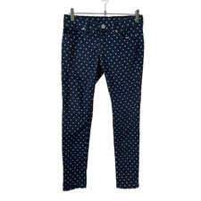 JCP Jeans Petite Low Rise Polka Dot Super Soft Skinny Jeans Blue Sz Petite 27/4