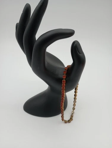 Vintage Art Deco Red Rhinestone Stretch Bracelet Estate Bling Costume Jewelry