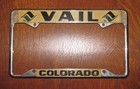 Vintage VAIL COLORADO License Plate Frame by Robert W. Brown Co. — photo 1