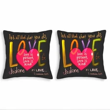 Set of 2 Decorative Throw Pillow Covers 18x18in - Inspirational Love Design 