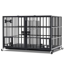 42/48 inch Heavy Duty Metal Dog Crate for 2 Dogs/Large Dog,All Metal Open Top...