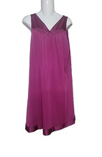 Vintage Vanity Fair Plum Nightgown Size Medium Satin Sleeveless Knee READ