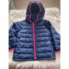Baby Gap Girl's Navy Blue Pink Heart Puffer Jacket Water Resistant Size 4 Used