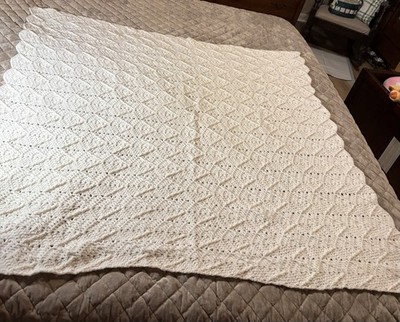 Solid White 50 x48  Handmade Afghan