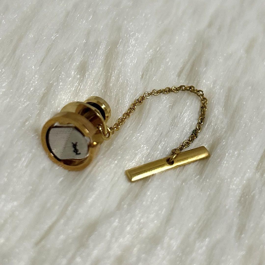 Spilla cravatta Ysl Yves Saint Laurent oro classica elegante abito formale:K