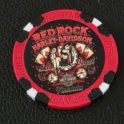 RED ROCK HD - NEVADA (Red/Black Wide Print) Harley Davidson Poker Chip