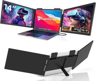 Laptop Bildschirm Erweiterung, 14'' FHD 1080P Triple Portable Monitor, Tragbarer