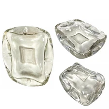 Mid Century Asymmetrical Amorphous Vintage Heavy Art Glass Ashtray Valet 4 Slots