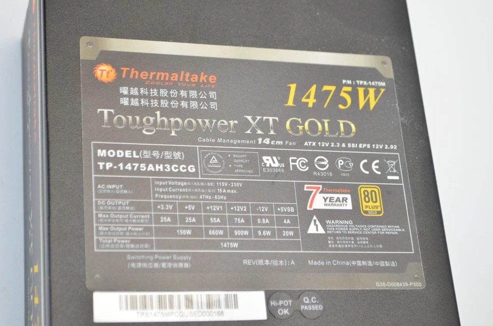 Thermaltake Toughpower XT 1475W Gold TP-1475AH3CCG Power Supply - Image 3 of 4