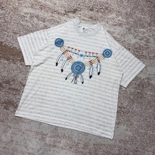 Vintage 1990s Native American Headdress Graphic T-Shirt Size Large Made in USA