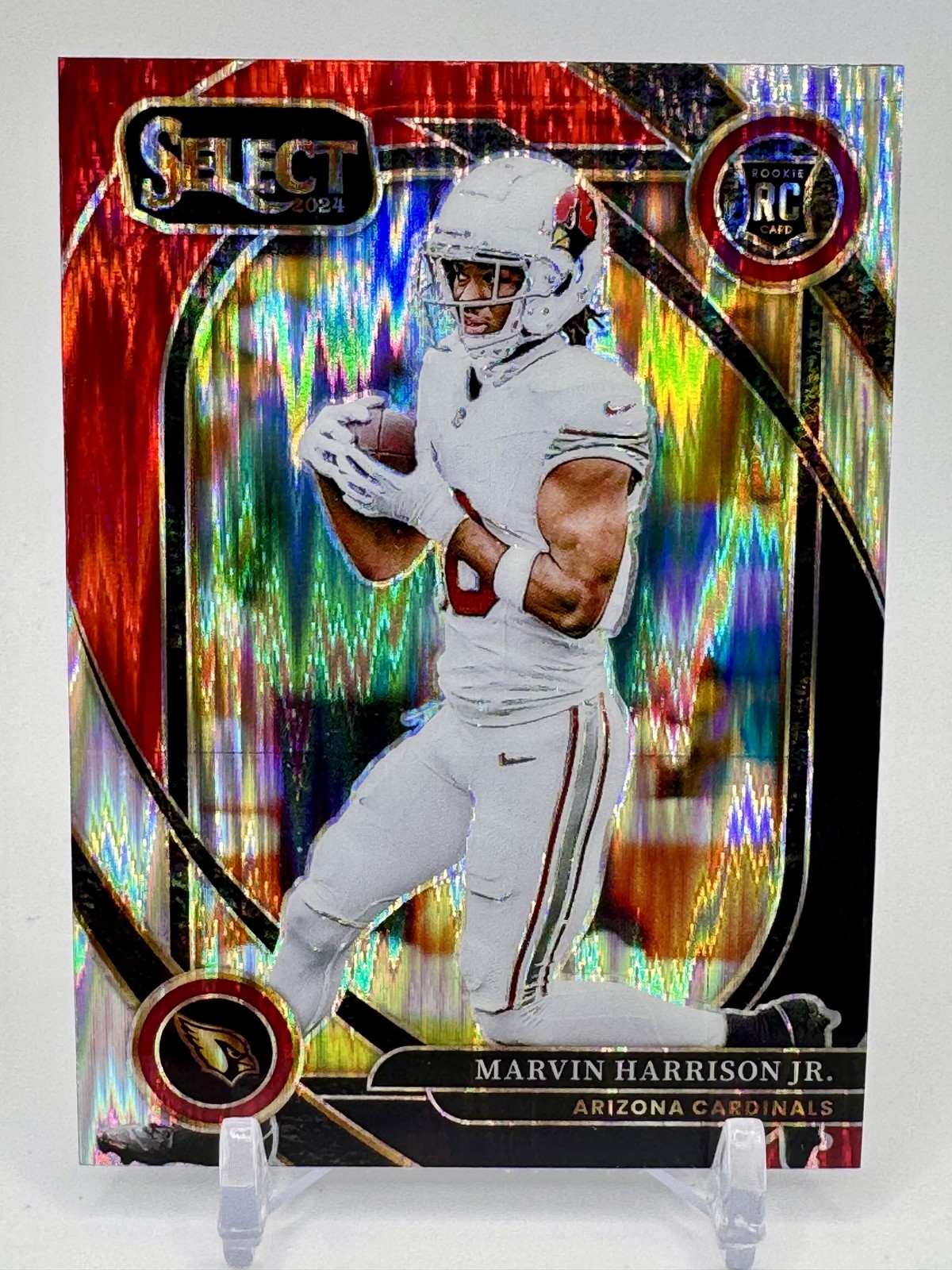 2024 Panini Select #219 Marvin Harrison Jr. Black & Red Prizm Shock