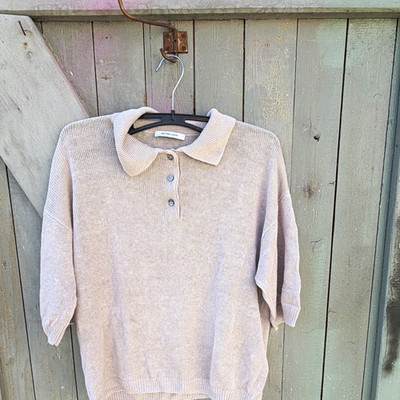 Peter Hahn Damen Pullover Leinen Strick Beige Kragen 3/4  100% leinen Gr.36