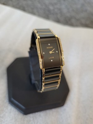 RADO INTEGRAL JUBILE 42DIAMOND BLACK DIAL CERAMIC TITANIUM LADIES WATCH-NEW BATT