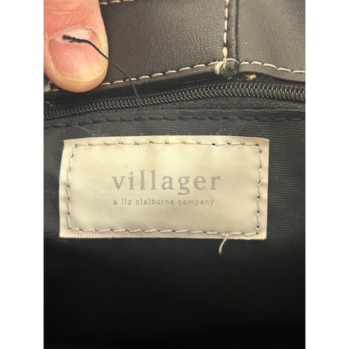 Vintage Villager Liz Claiborne fabric leather purse shoulder bag 90s 00s EUC - Picture 3 of 6