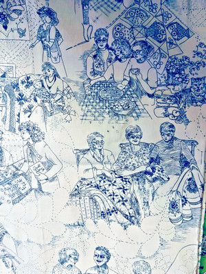 NOVELTY Sewing Quiltie Ladies by Sallie Astheimer # 2267 BLUE  for Andover BTFQ