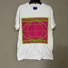 Inaka Power Worldwide Neon Globe Graphic Print T Shirt Heavyweight Size L / XL