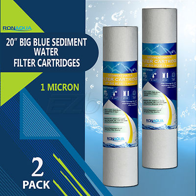 Big Blue Sediment Replacement Water Filters 1 Micron 4.5'' x 20'' Set of 2
