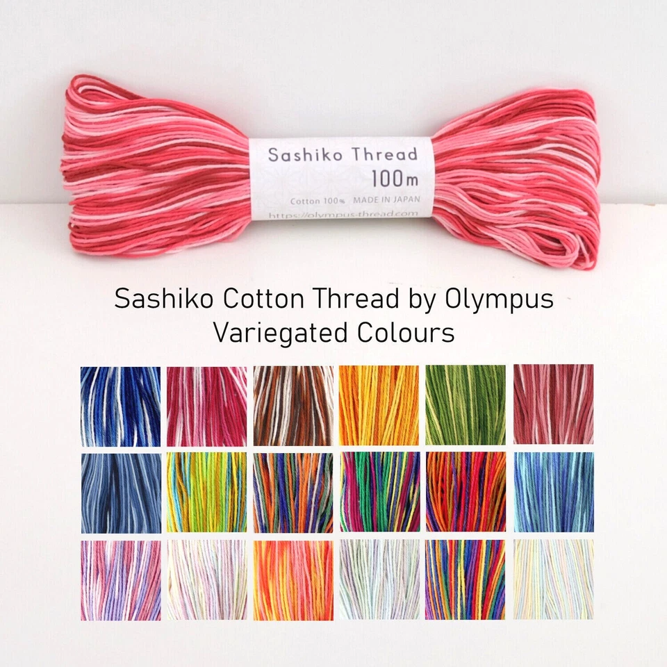 Mix Colour Sashiko Japanese Embroidery Cotton Thread Skein 100m Olympus