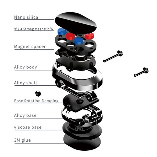 Car Phone Holder Magnetic Car Phone Mount 6 Powerful Internal Magnet Retractable - Photo 7 sur 10