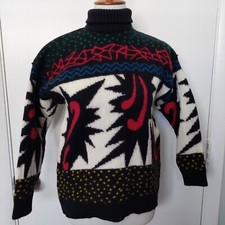 ESPRIT Collection Vintage Wool Graphic Sweater Multi Color Size L Dense