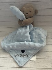 Carter's CHILD of MINE Plush Monkey Lovey I Love Mommy Brown Blue Blanket