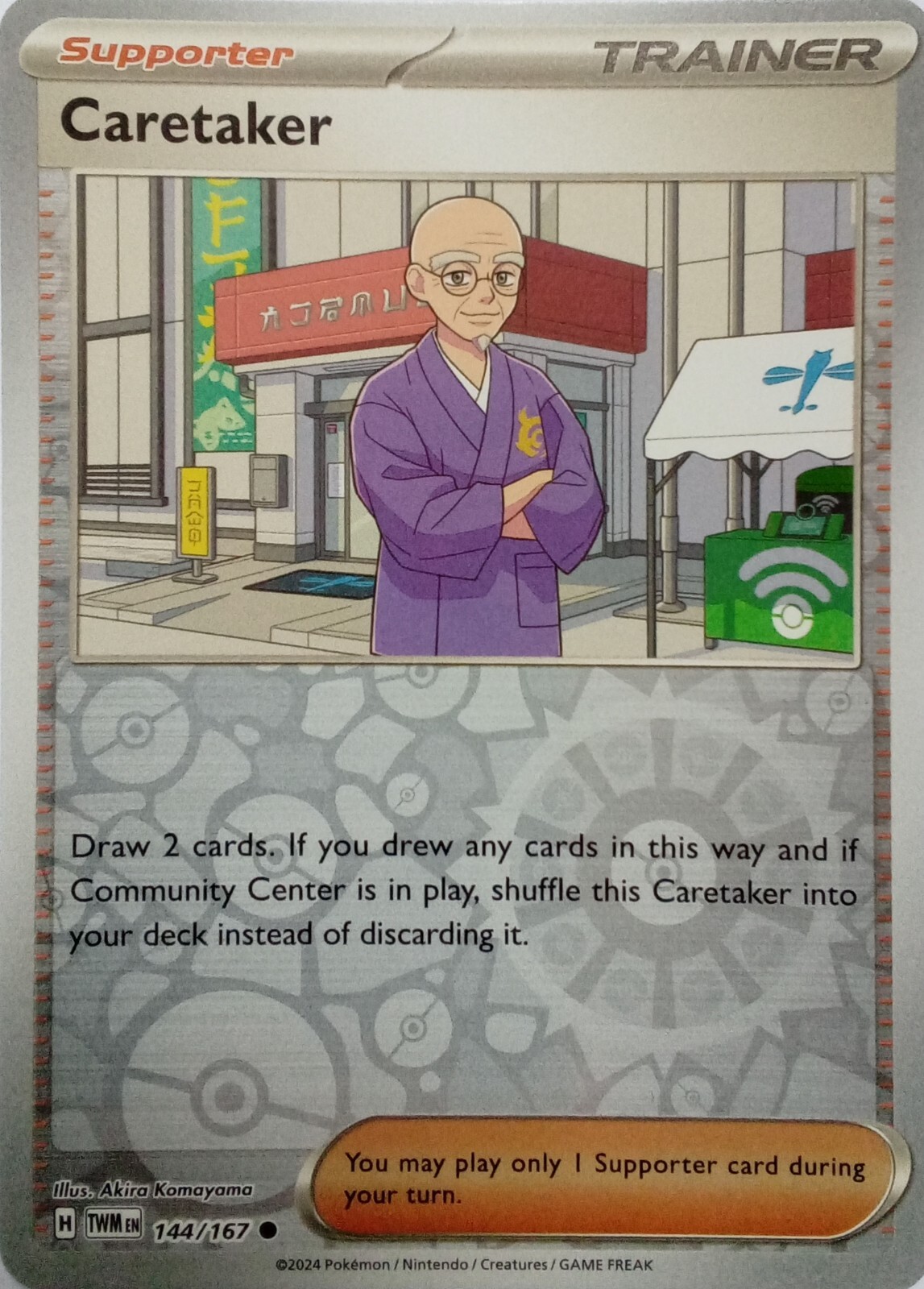 144/167 CARETAKER REVERSE HOLO TWILIGHT MASQUERADE POKEMON CARD