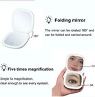Makeup Mirror with Lights - Dual-Sided Green LED Pocket Mirror, 1X/5X Magnifying — photo 3