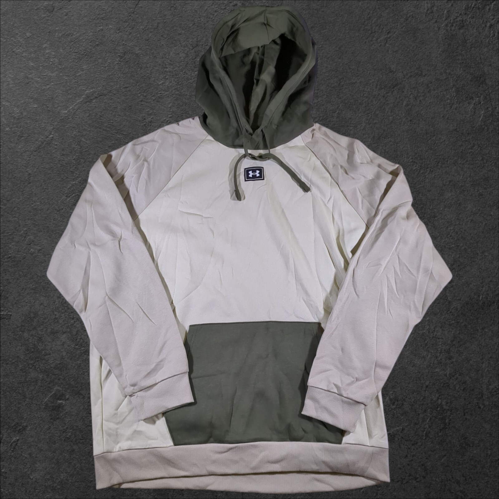 Under Armour Colorblock Hoodie Mens 2XL Green Rival Fleece Sweatshirt