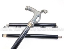 Solid Cobra Snake Head Handle Functional Wooden Walking Stick Snake Cane Black