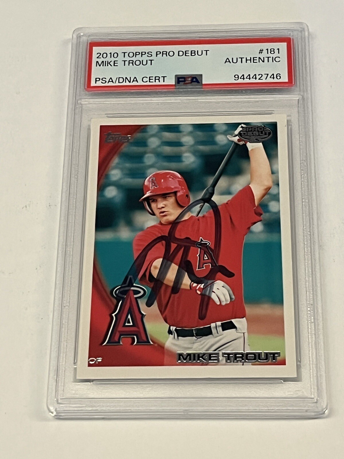 2010 Topps Pro Debut Mike Trout Auto #181 Rookie RC Angels PSA DNA RARE