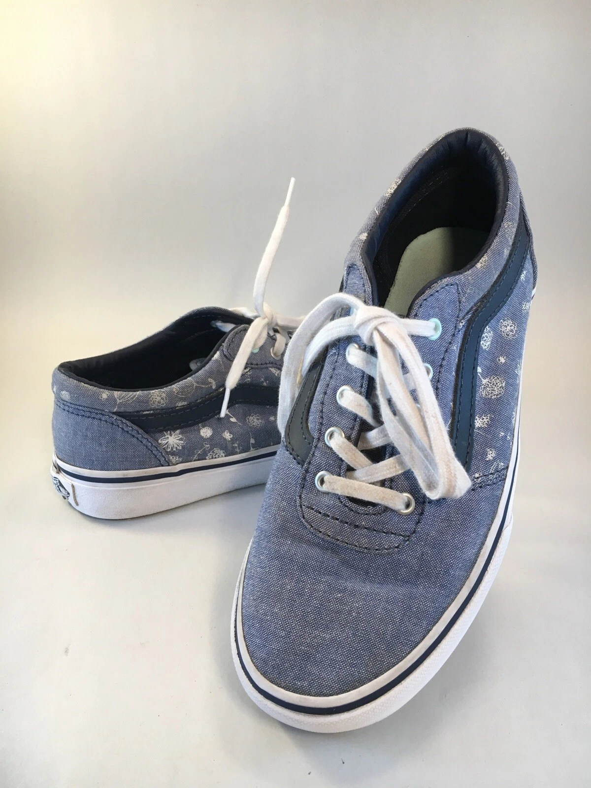 Youth Vans blu con denim stampato fiori bianchi taglia 3 5 stile Missy 721454 us intime ottimeioni