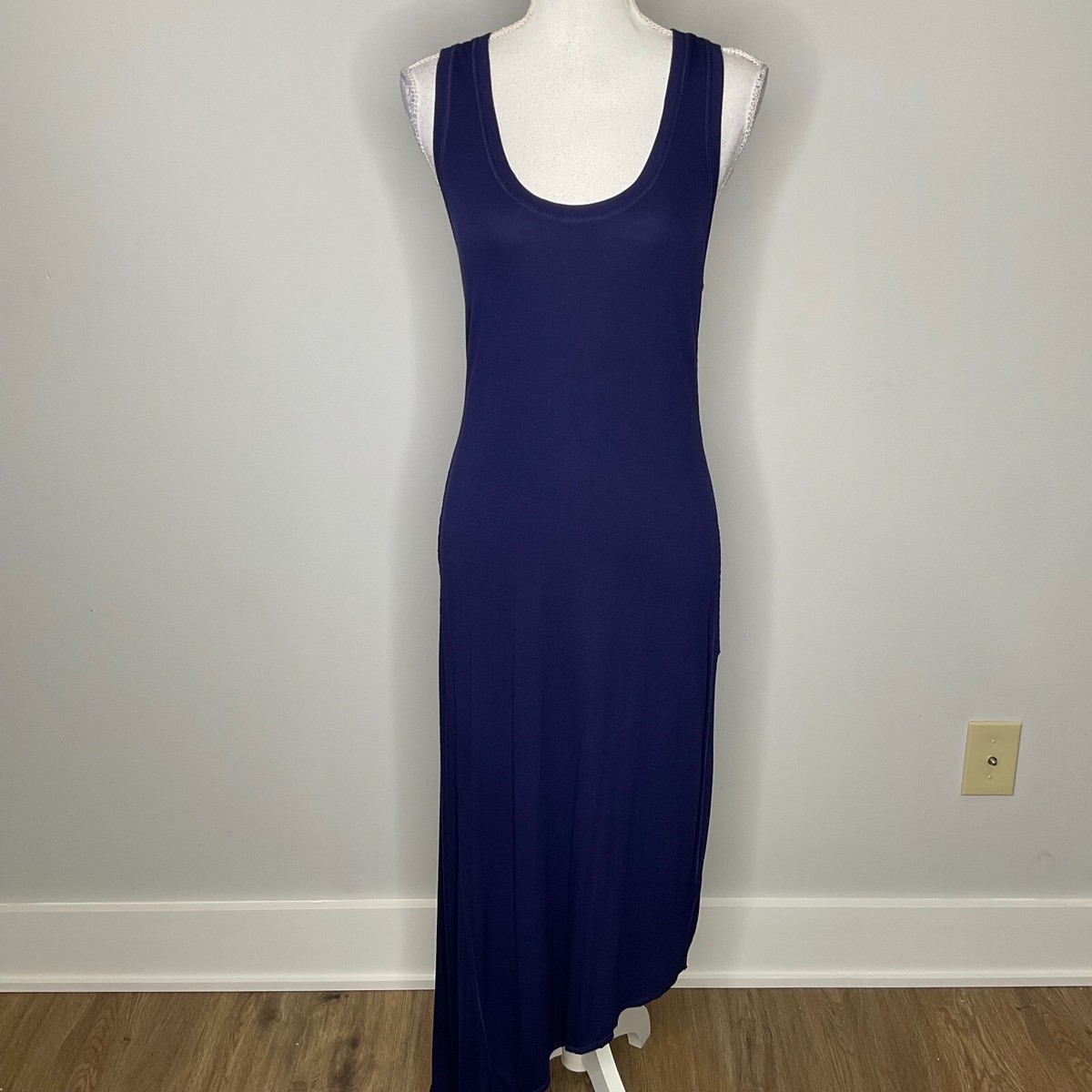 Heather By Bordeaux Racerback Tank Dress Women Size Medium Eclipse Blue Maxi