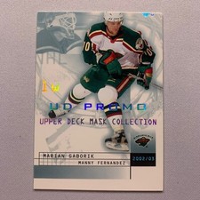 Marian Gaborik Manny Fernandez 2002-03 Upper Deck Mask Collection Promo MISCUT