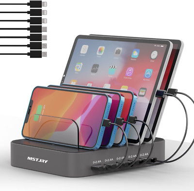 Charging Station for Multiple Devices,  5 Port Multi USB-A Charger Station with 