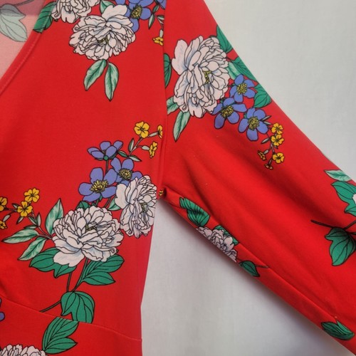 Bobbie Brooks Ladies Red Floral Knee Length Soft, Stretchy Dress Size X-Large - Picture 11 of 11