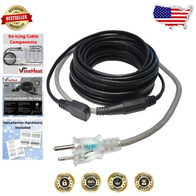 Self-Regulating Roof & Gutter Heating Cable - Easy Install Ice Prevention