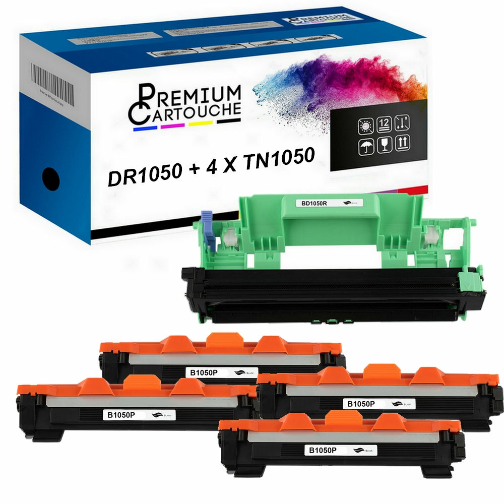 Kit DR+TN1050 premium tambour et toners durables noirs pour impression laser